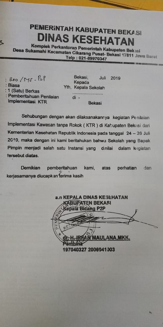 Penilaian Kawasan Impelementasi Tanpa Rokok (KITR)